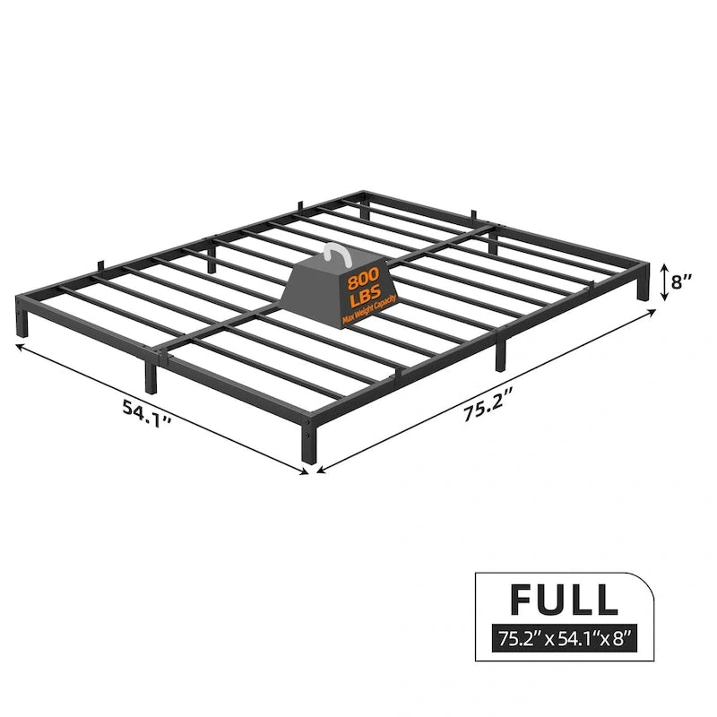Bed Frame No Box Spring Needed, Heavy Duty Queen Platform Metal Bed Frame with Metal Slats