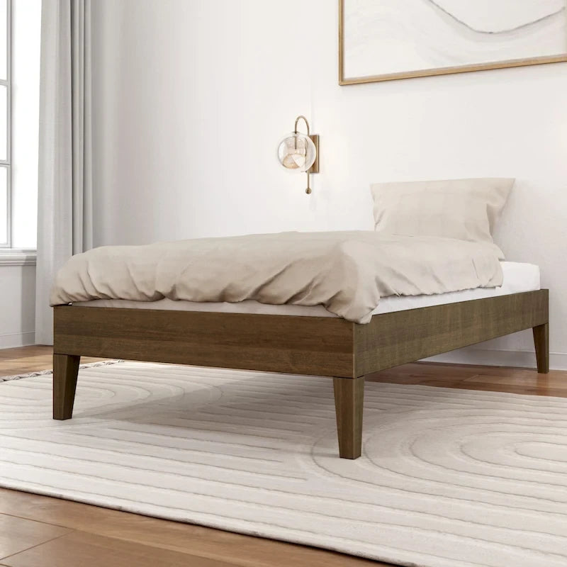 Twin Solid Wood Platform Bed With Slat Support
