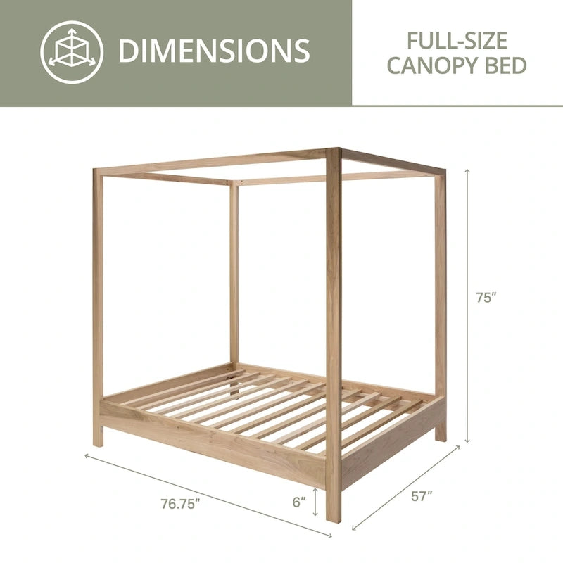 Model FULL CANOPY Full Size Canopy Bed with Raised Platform