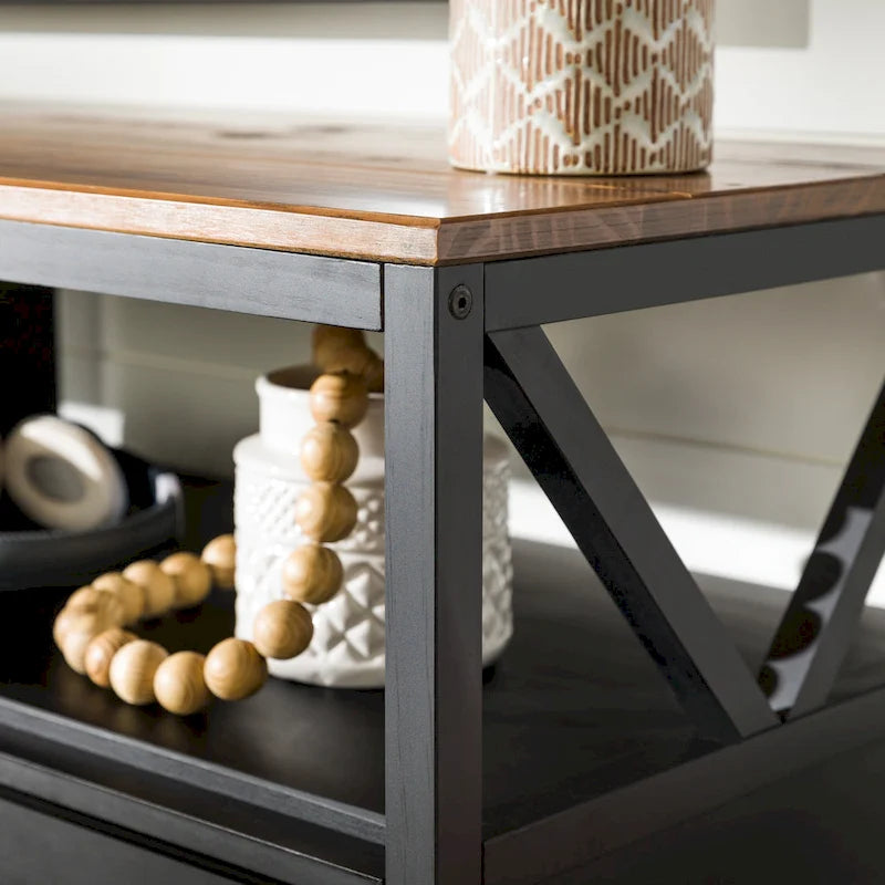 60-inch Rustic Three Drawer TV Stand With Cubbies