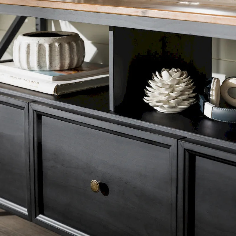 60-inch Rustic Three Drawer TV Stand With Cubbies