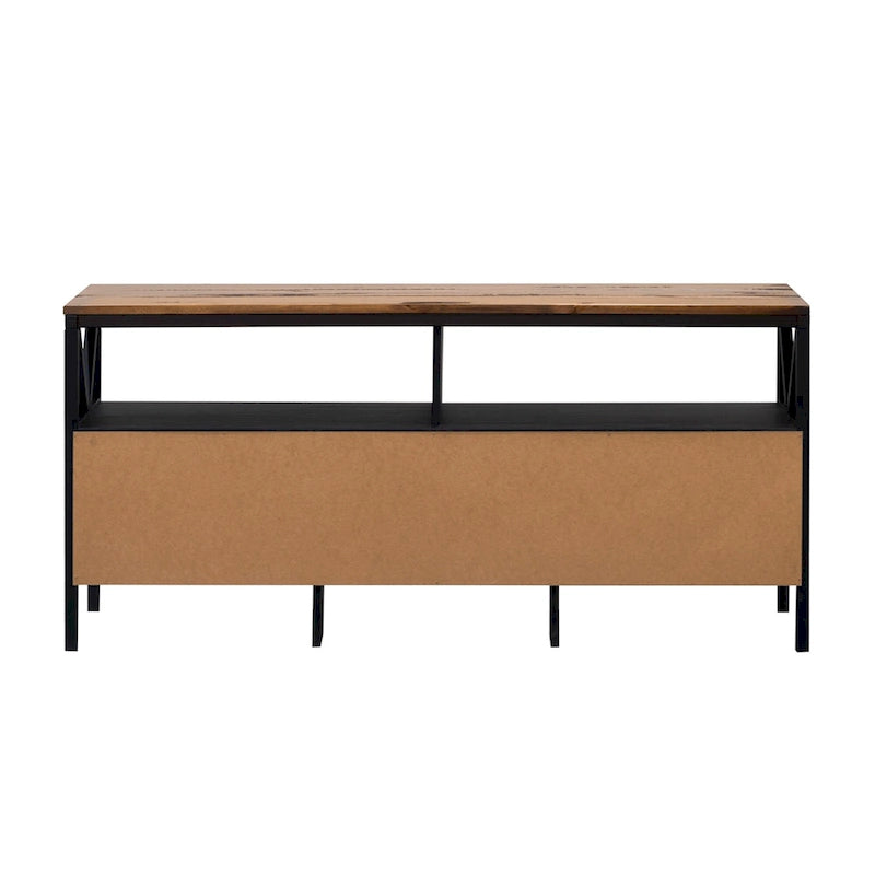 60-inch Rustic Three Drawer TV Stand With Cubbies