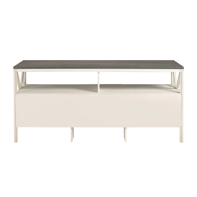 60-inch Rustic Three Drawer TV Stand With Cubbies