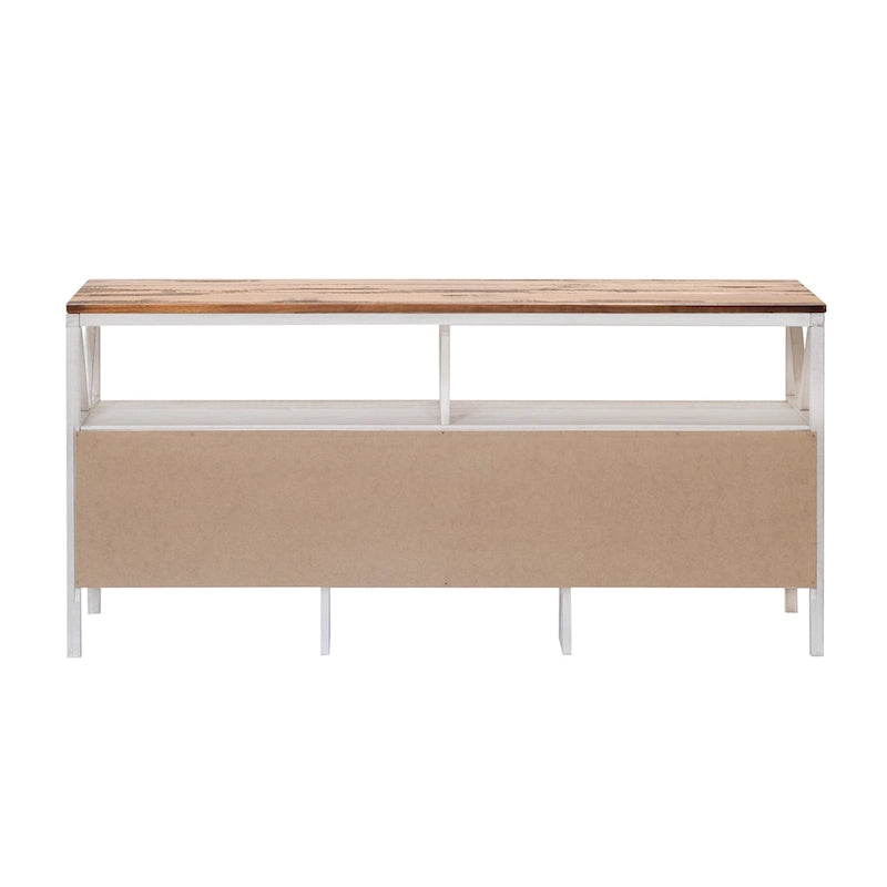 60-inch Rustic Three Drawer TV Stand With Cubbies