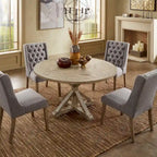 Round Antique Grey Oak Dining Table