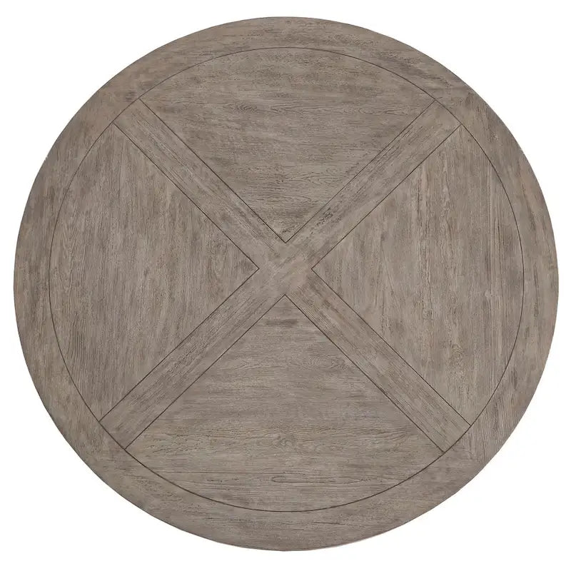 Round Antique Grey Oak Dining Table