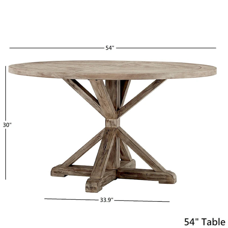 Round Antique Grey Oak Dining Table