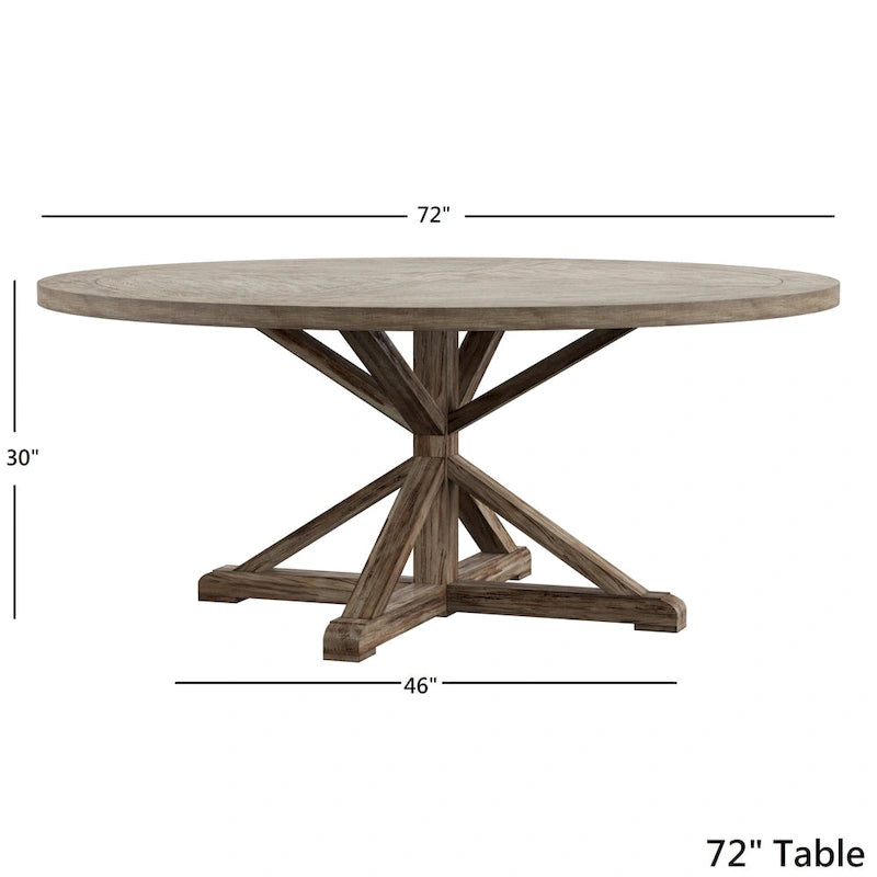 Round Antique Grey Oak Dining Table