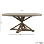 Round Antique Grey Oak Dining Table
