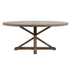 Round Antique Grey Oak Dining Table
