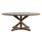 Round Antique Grey Oak Dining Table