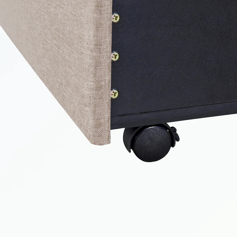 Queen Size Storage Bed Linen Upholstered Platform Bed with 3 Drawers