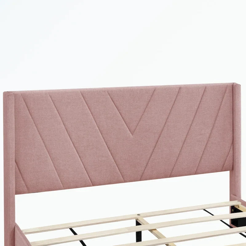 Queen Size Storage Bed Linen Upholstered Platform Bed with 3 Drawers