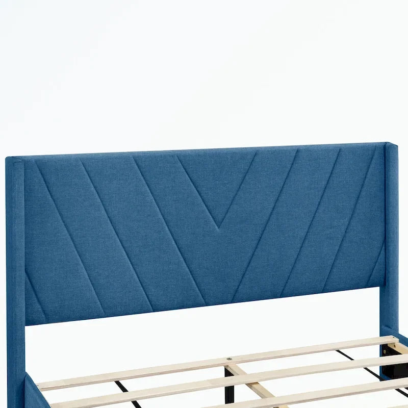 Queen Size Storage Bed Linen Upholstered Platform Bed with 3 Drawers