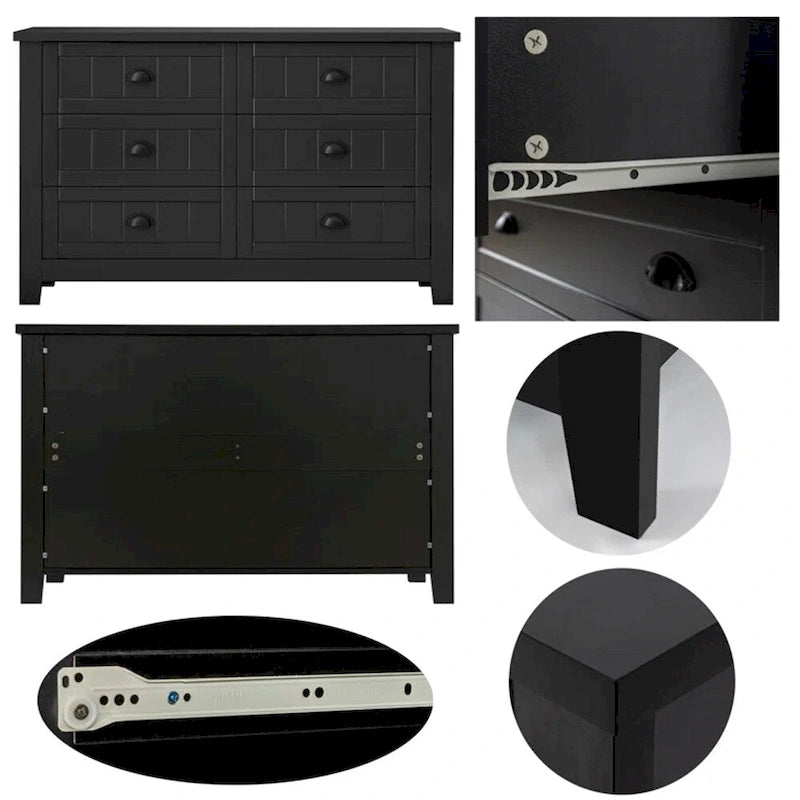 Modern Drawer Dresser for Bedroom, Chest of Dressers with Solid Wood Frame Retro Buffet Sideboard with Shell Handle