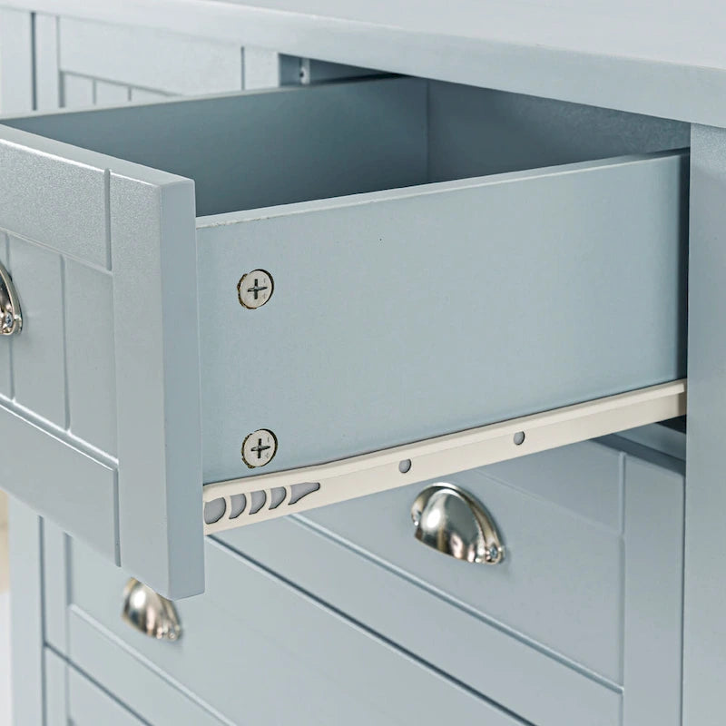 Modern Drawer Dresser for Bedroom, Chest of Dressers with Solid Wood Frame Retro Buffet Sideboard with Shell Handle