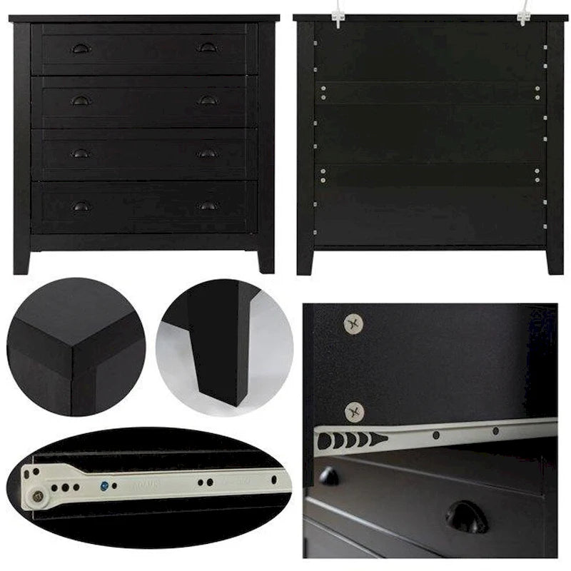 Modern Drawer Dresser for Bedroom, Chest of Dressers with Solid Wood Frame Retro Buffet Sideboard with Shell Handle