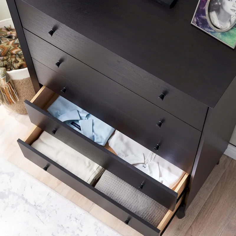 Mid-Century Modern 5 Drawer Dresser, Wood Chest of Drawers