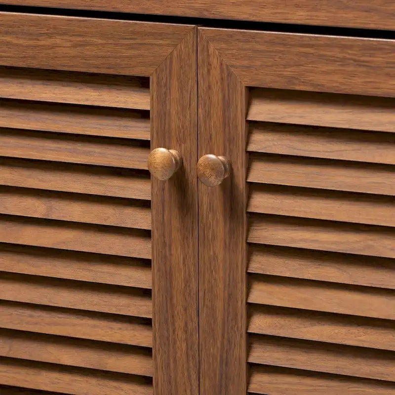 Contemporary 11-shelf Wood Shoe Storage Cabinet with Drawer
