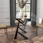 Modern Black 58-inch Glass Top Dining Table
