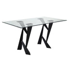 Modern Black 58-inch Glass Top Dining Table