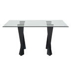 Modern Black 58-inch Glass Top Dining Table