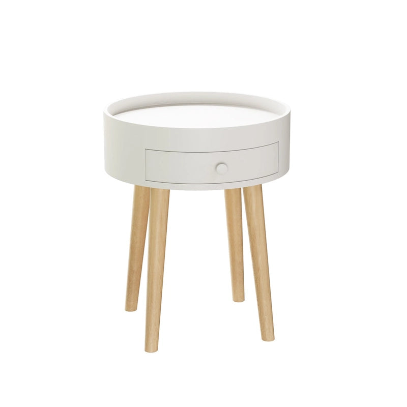 Round Storage Drawer Bedside Table Side Table Sofa End Coffee Table Furniture Living Room, Bedroom, Small Space