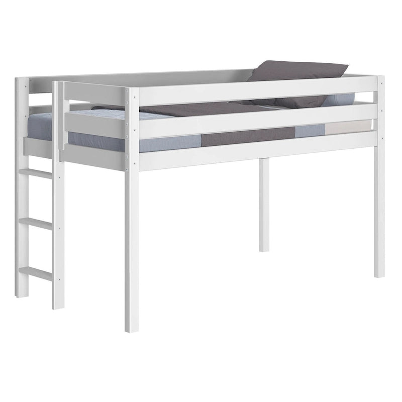 Contemporary Low Loft Twin Bed with End Ladder