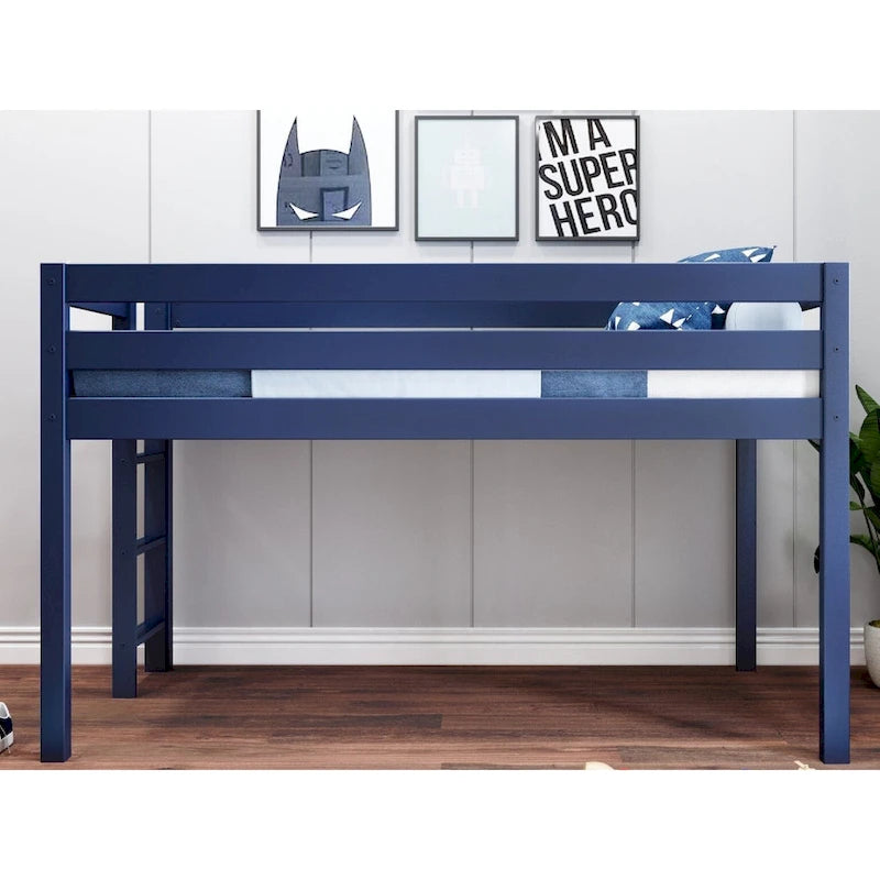 Contemporary Low Loft Twin Bed with End Ladder