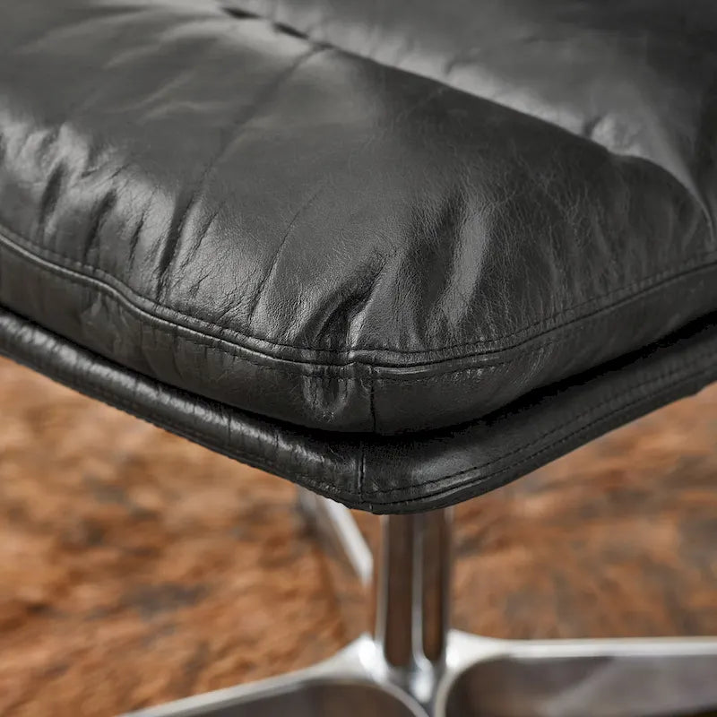 Mid-Century Modern Genuine Leather Home Office Desk Chair