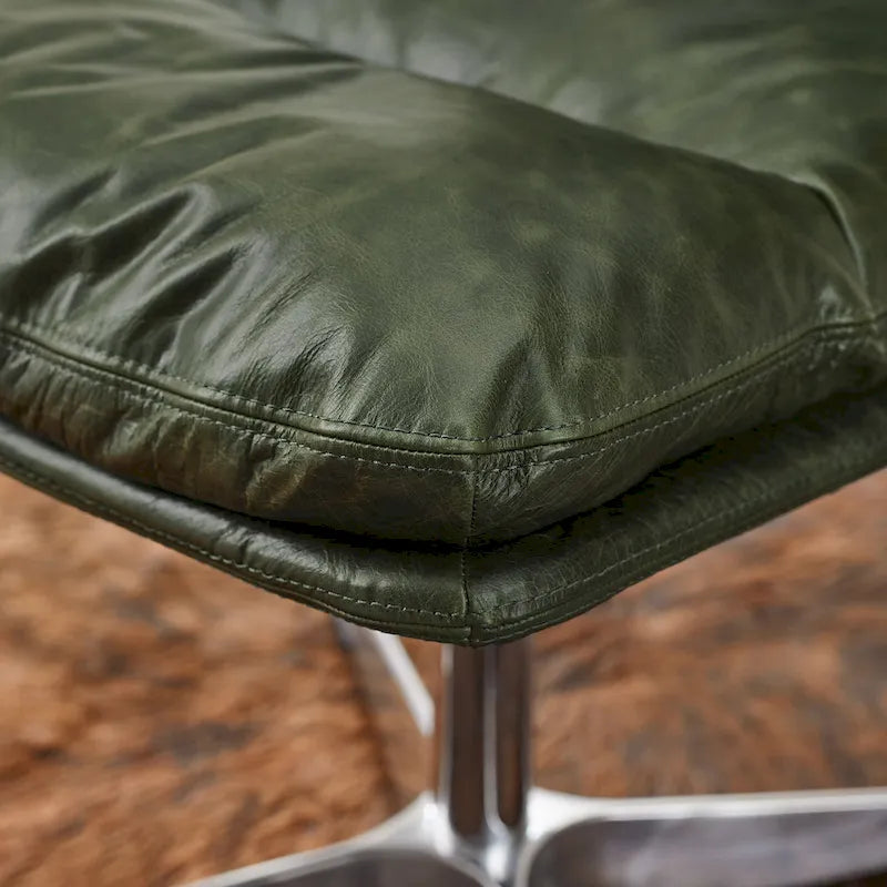 Mid-Century Modern Genuine Leather Home Office Desk Chair