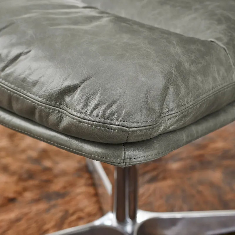 Mid-Century Modern Genuine Leather Home Office Desk Chair