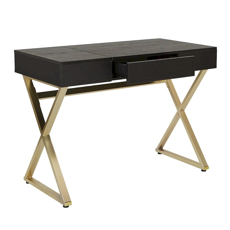 Powered Home Office Desk With Storage Drawer