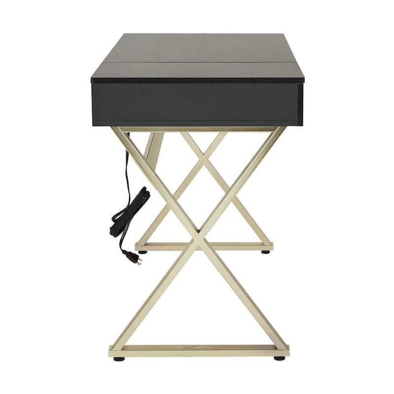 Powered Home Office Desk With Storage Drawer