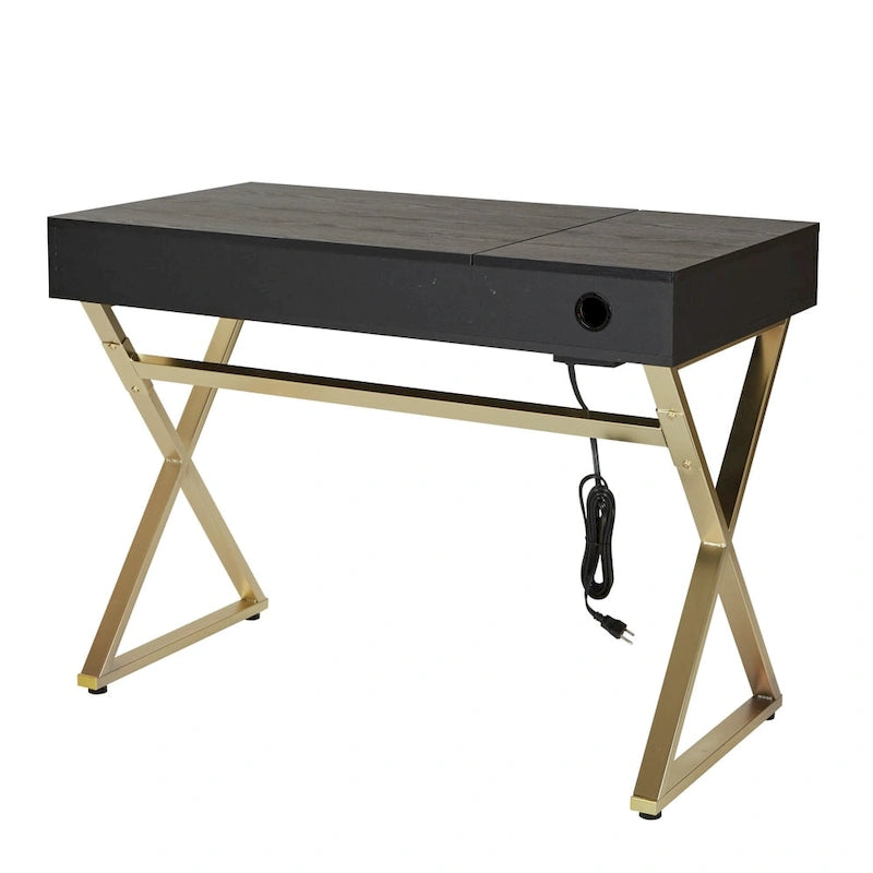 Powered Home Office Desk With Storage Drawer