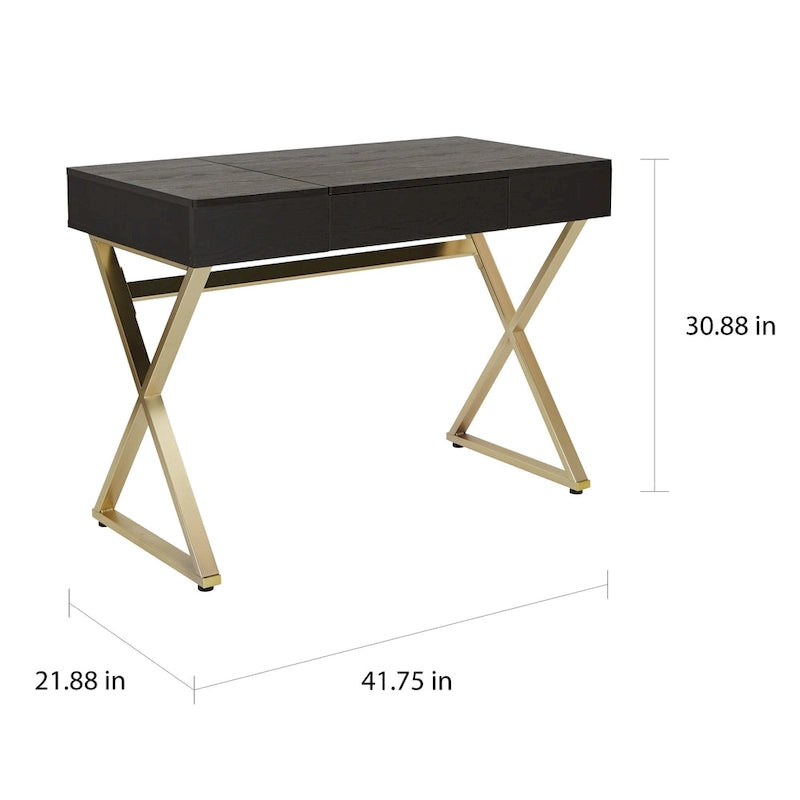 Powered Home Office Desk With Storage Drawer