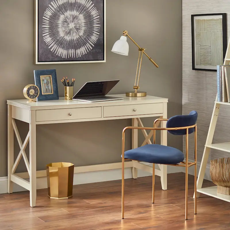 X Side Desk With Two Storage Drawers