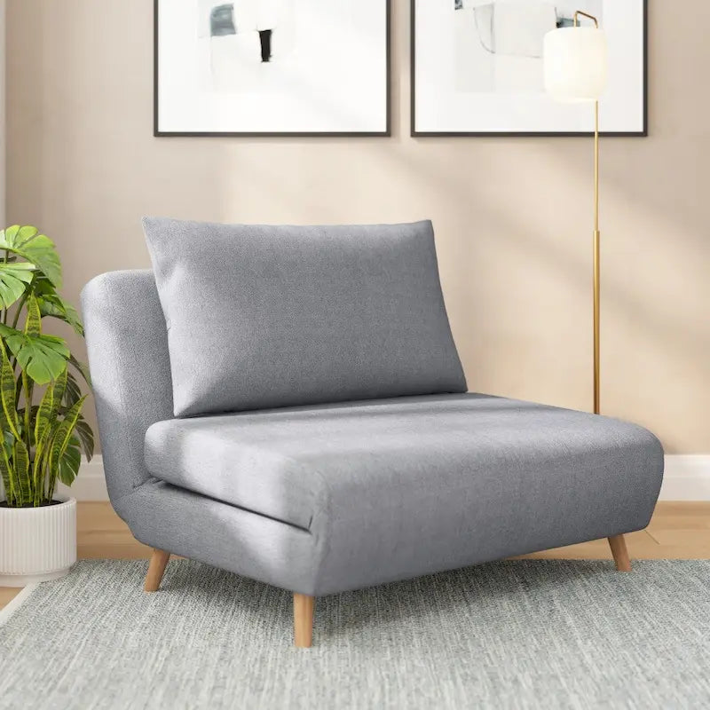 Foldable Sleep Chair with Hideaway Legs and Backrest Pillow