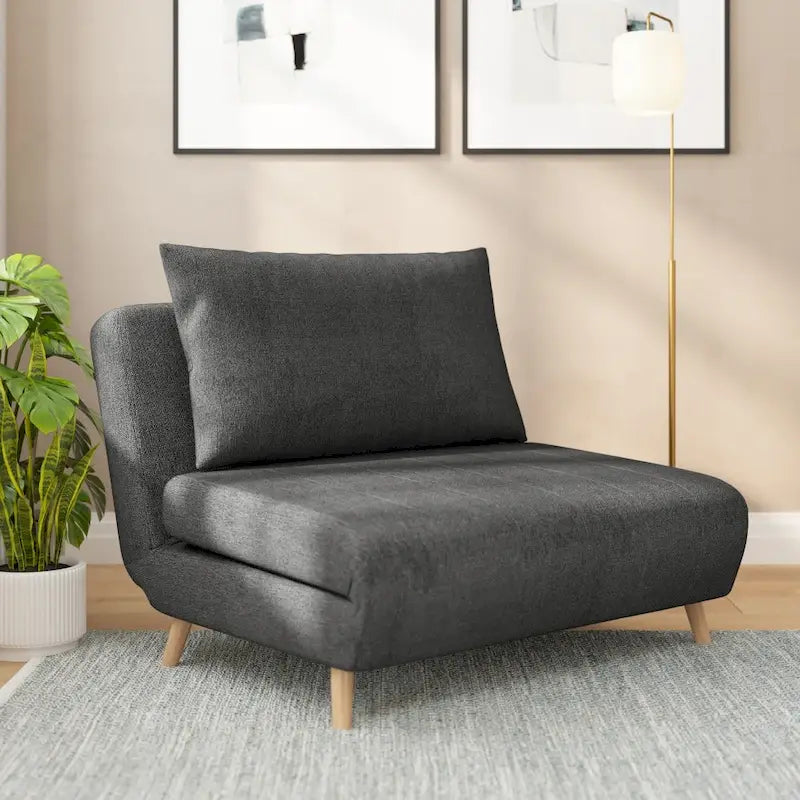 Foldable Sleep Chair with Hideaway Legs and Backrest Pillow