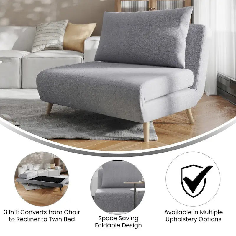 Foldable Sleep Chair with Hideaway Legs and Backrest Pillow