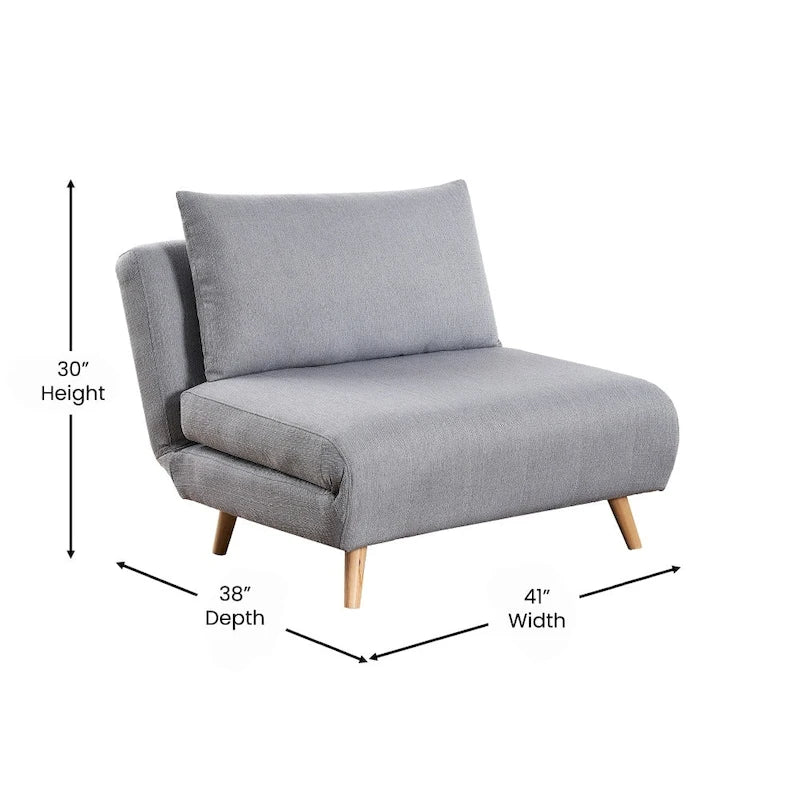 Foldable Sleep Chair with Hideaway Legs and Backrest Pillow