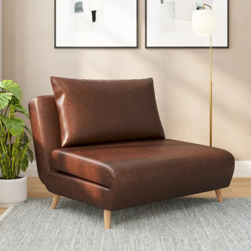 Foldable Sleep Chair with Hideaway Legs and Backrest Pillow