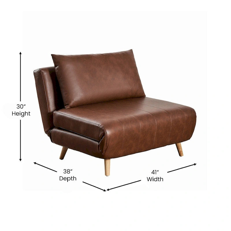 Foldable Sleep Chair with Hideaway Legs and Backrest Pillow