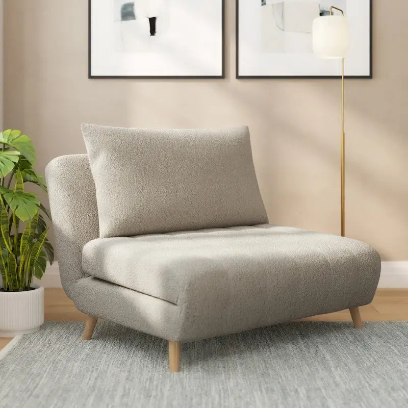 Foldable Sleep Chair with Hideaway Legs and Backrest Pillow