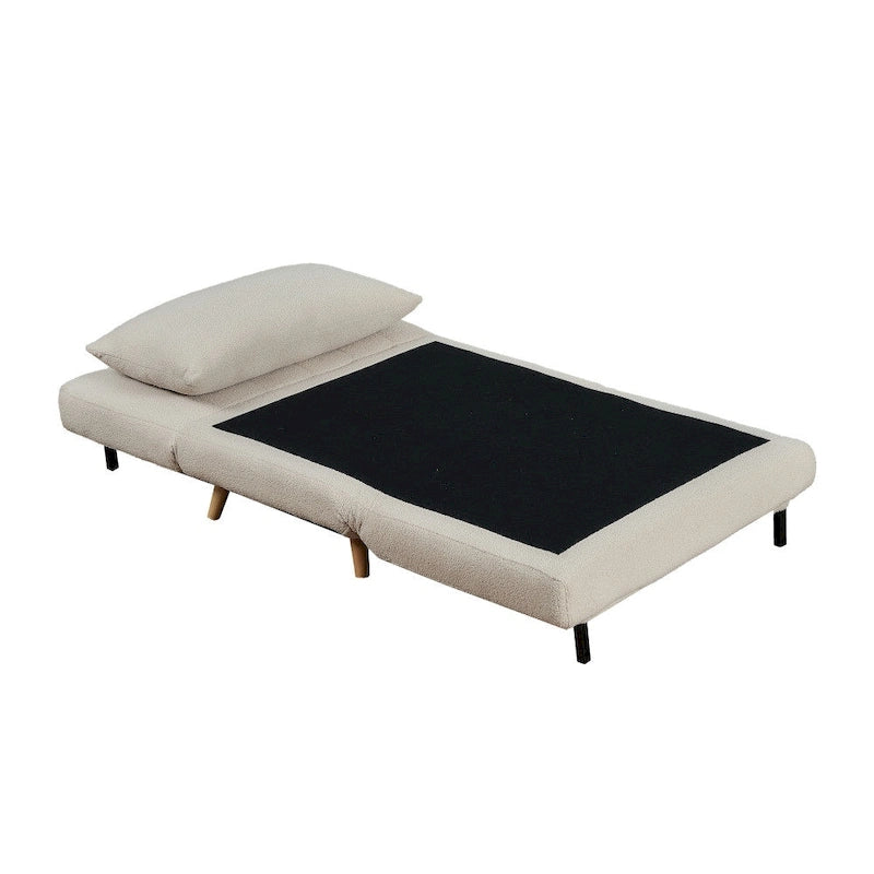 Foldable Sleep Chair with Hideaway Legs and Backrest Pillow