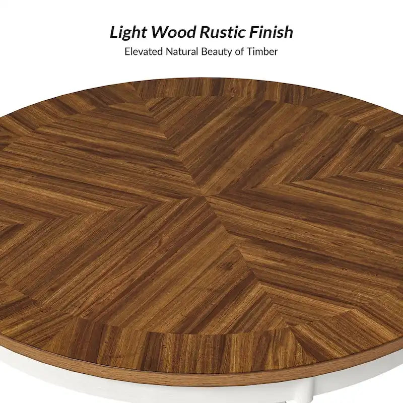 Farmhouse Round Dining Table With Cross-buck Wood Base for 4