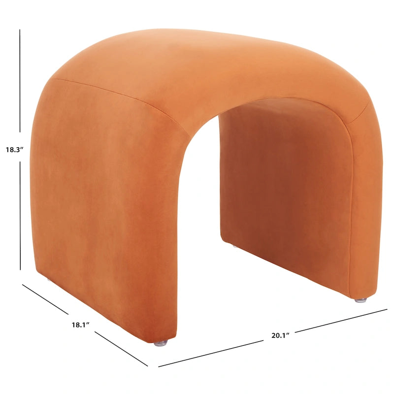 Curved Waterfall Velvet Ottoman With Plush Upholstery