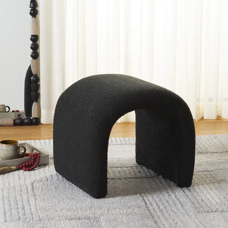 Curved Waterfall Velvet Ottoman With Plush Upholstery