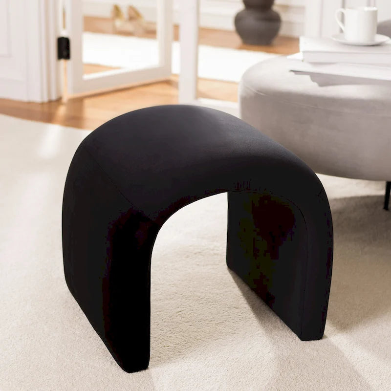 Curved Waterfall Velvet Ottoman With Plush Upholstery