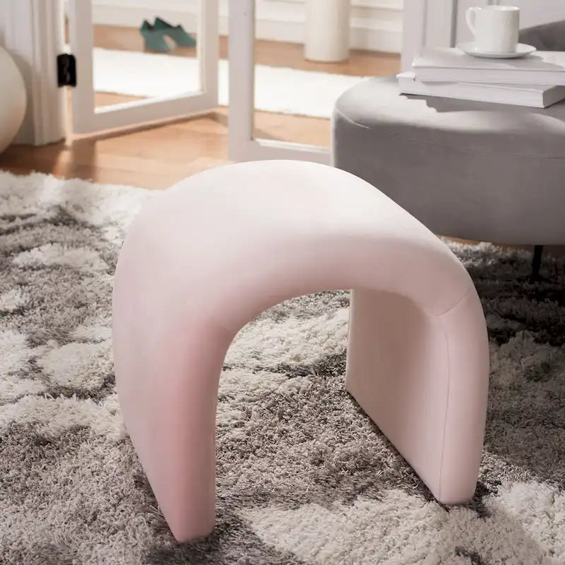 Curved Waterfall Velvet Ottoman With Plush Upholstery